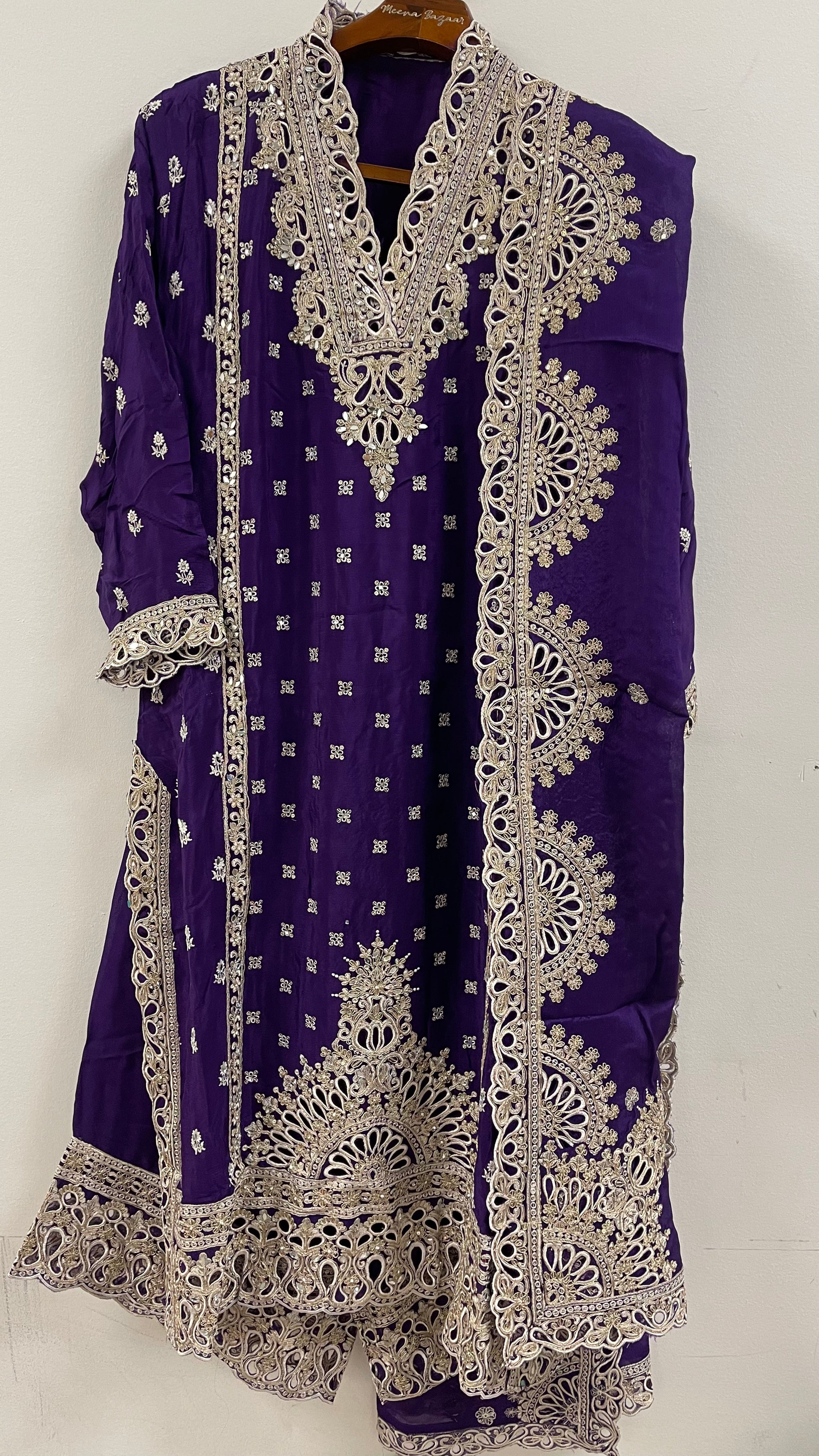 Stunning Cut-Work Pakistani Style Plazzo Suit