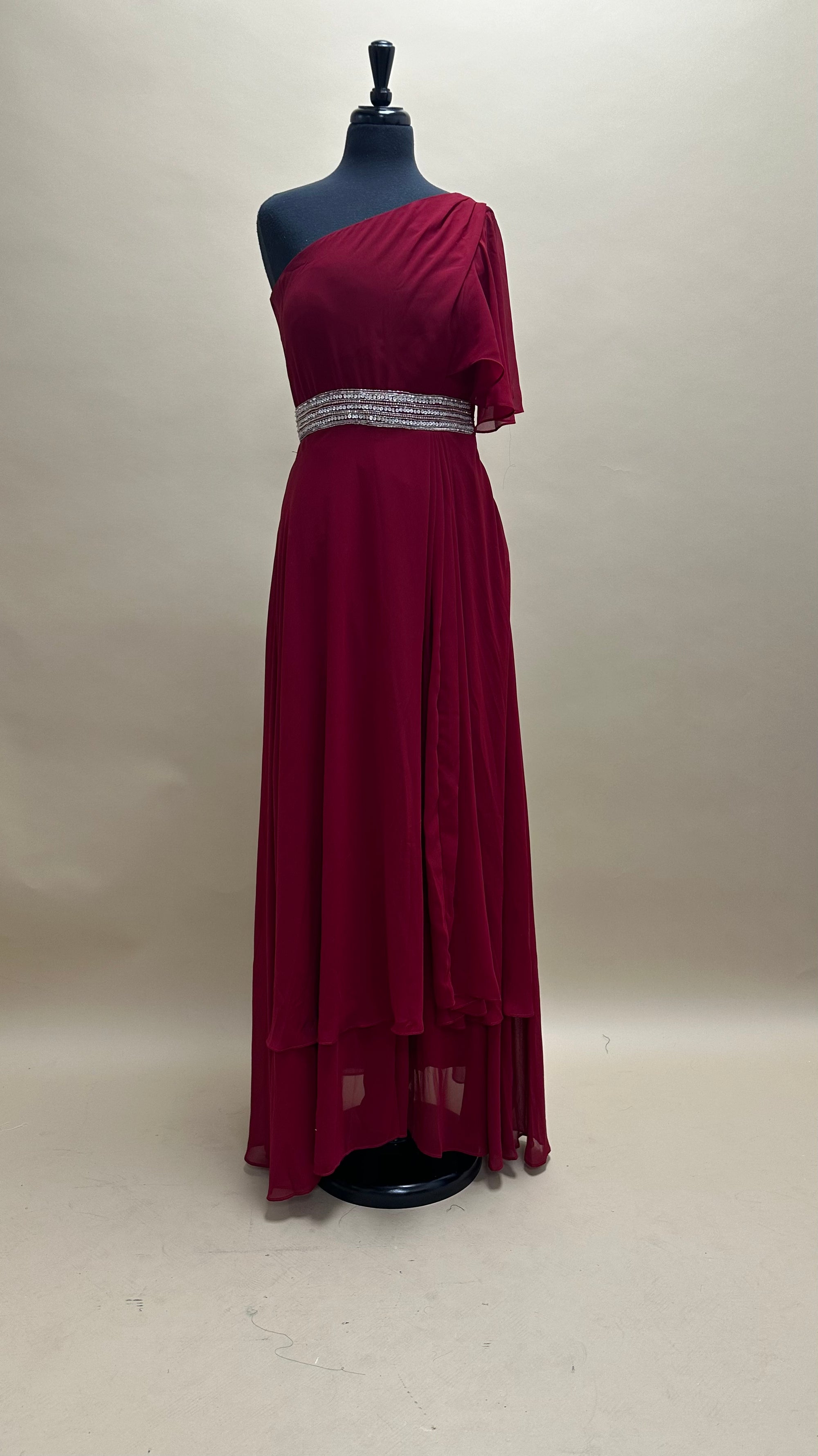 One shoulder flared sleeve long dress