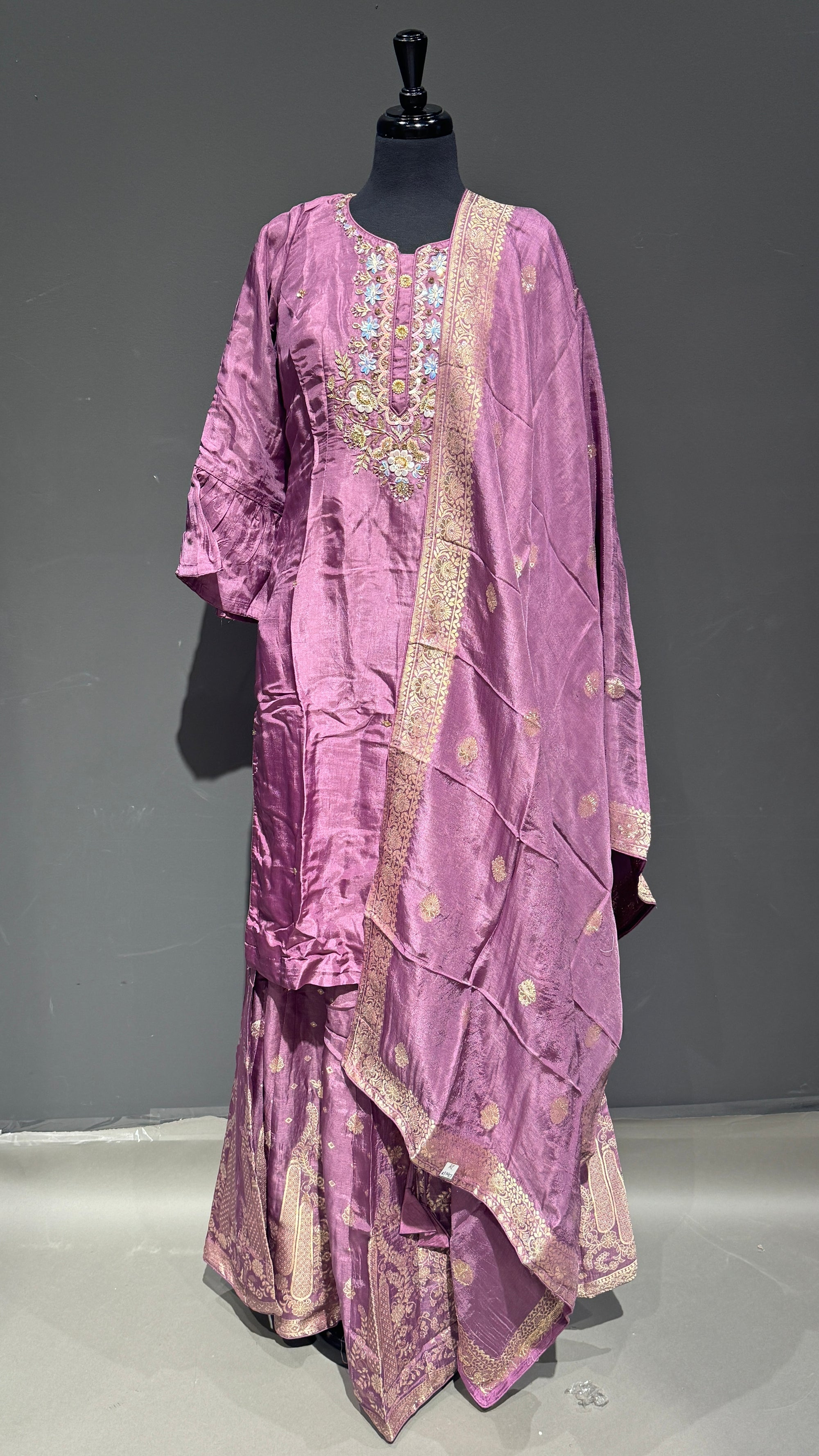 Sharara Suit with Neck Embroidery