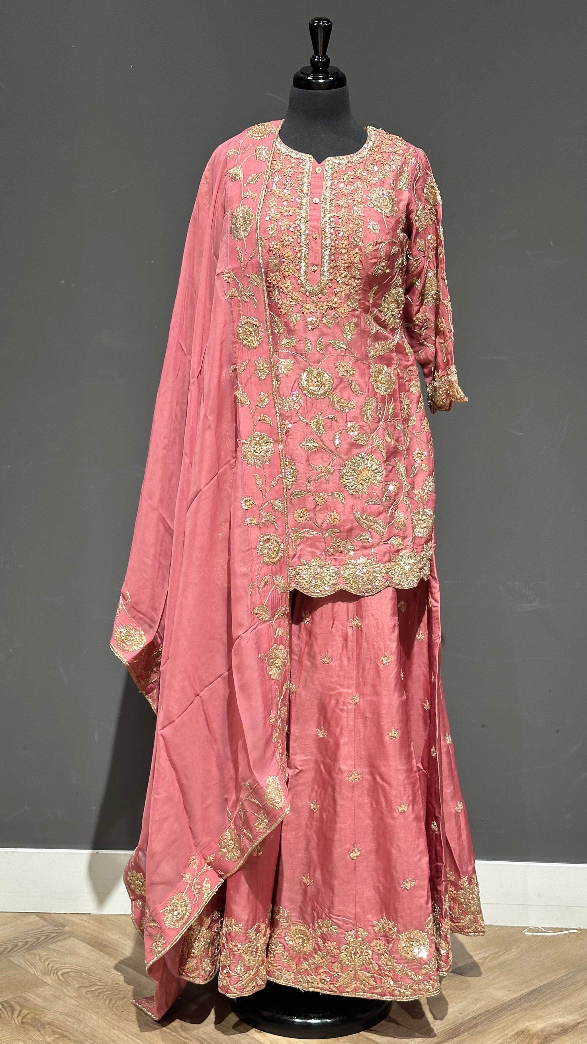 Gold Embroidery Suit sharara suit