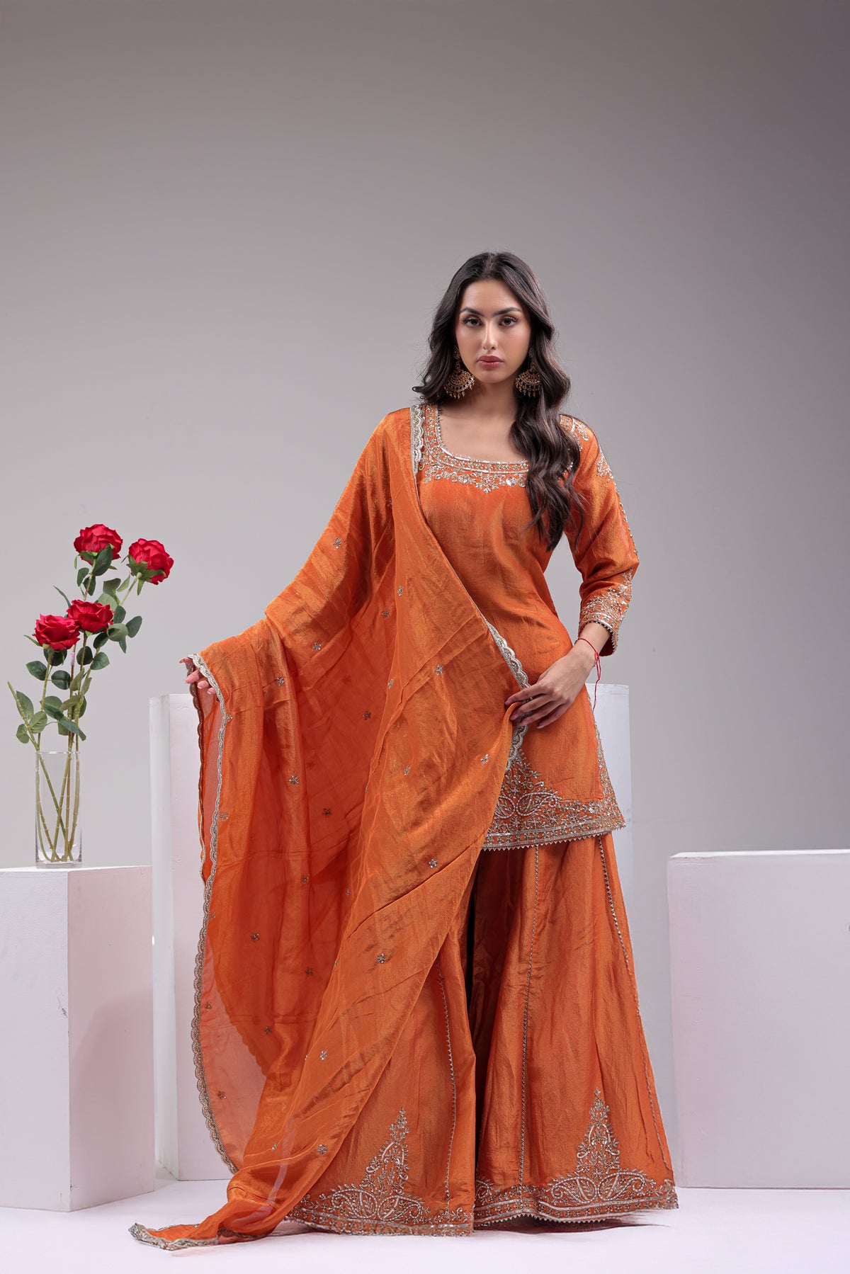 Gorgeous Tissue Sharara Suit with Embroidery