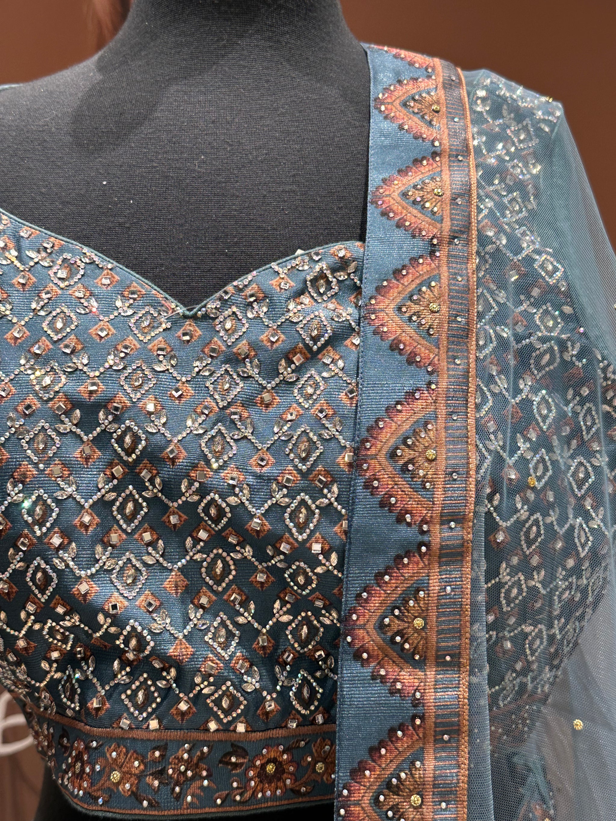 Swarovski with Print Lehenga