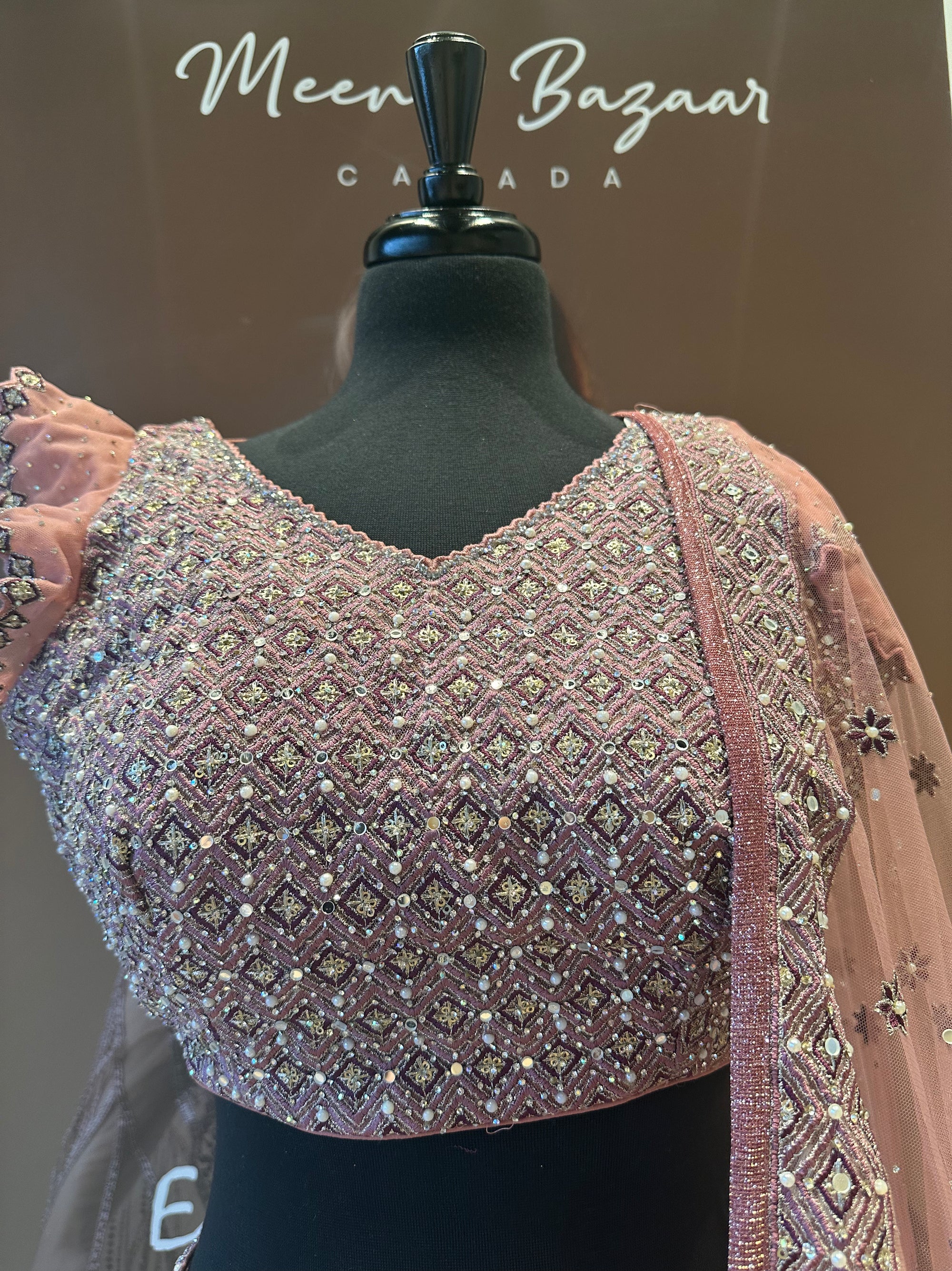 Pink Thread Work Ombré Lehenga