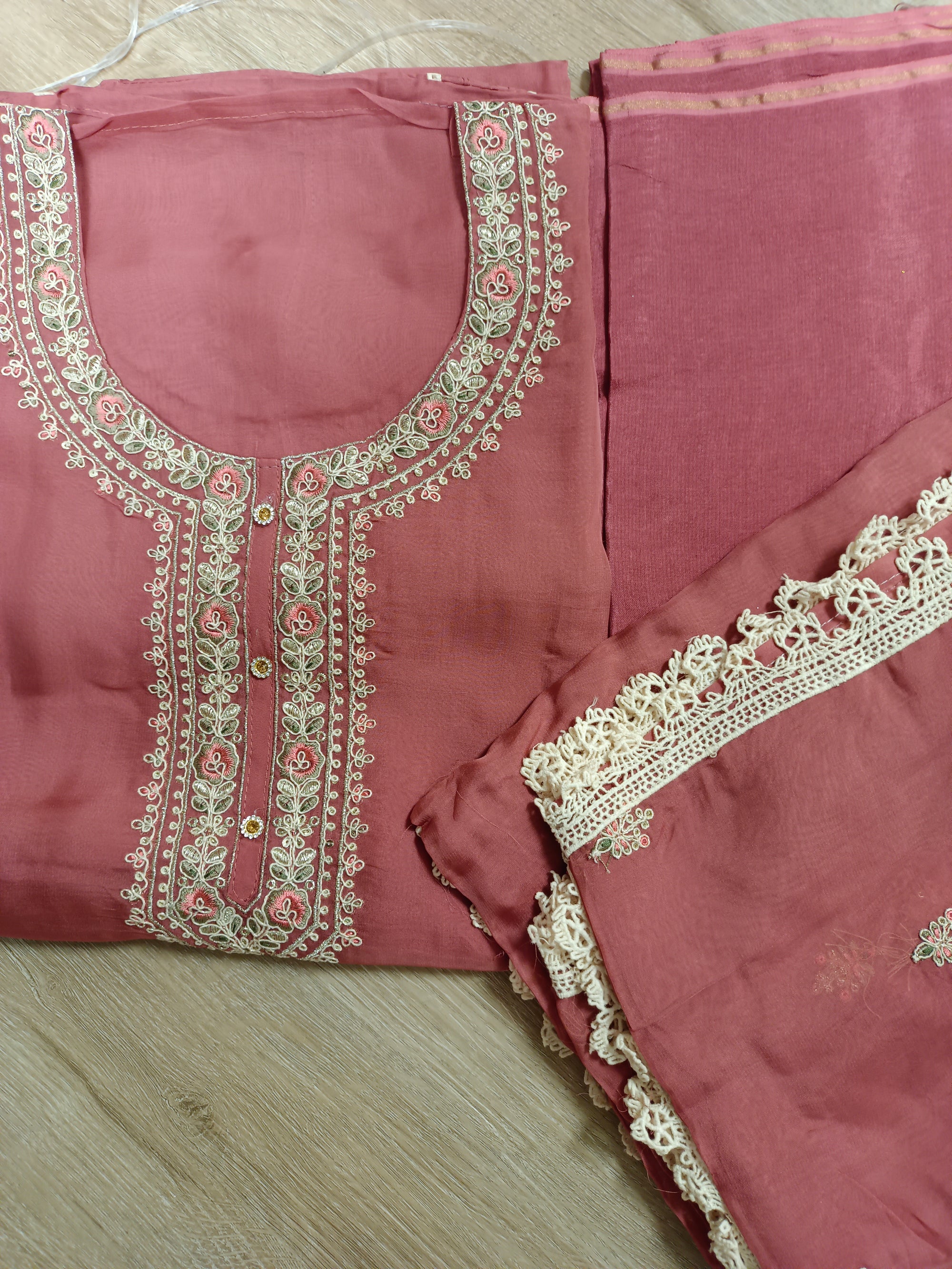 Unstitched embroidered suit