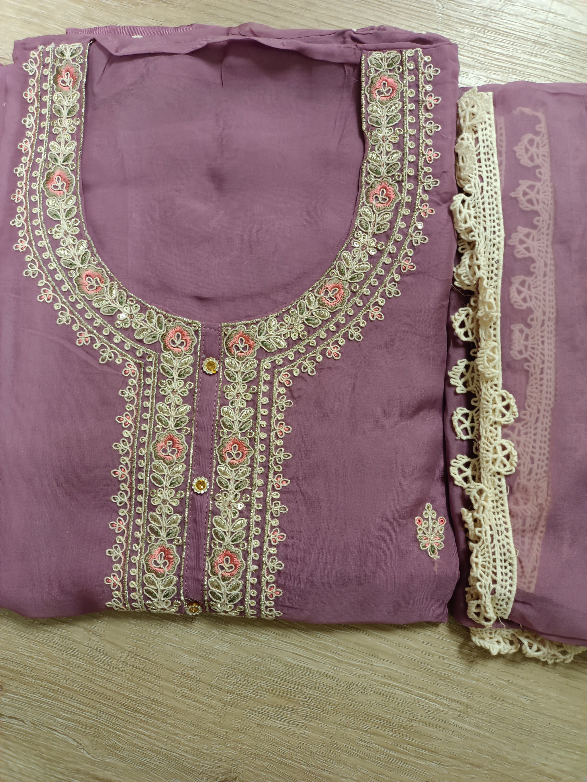 Unstitched embroidered suit