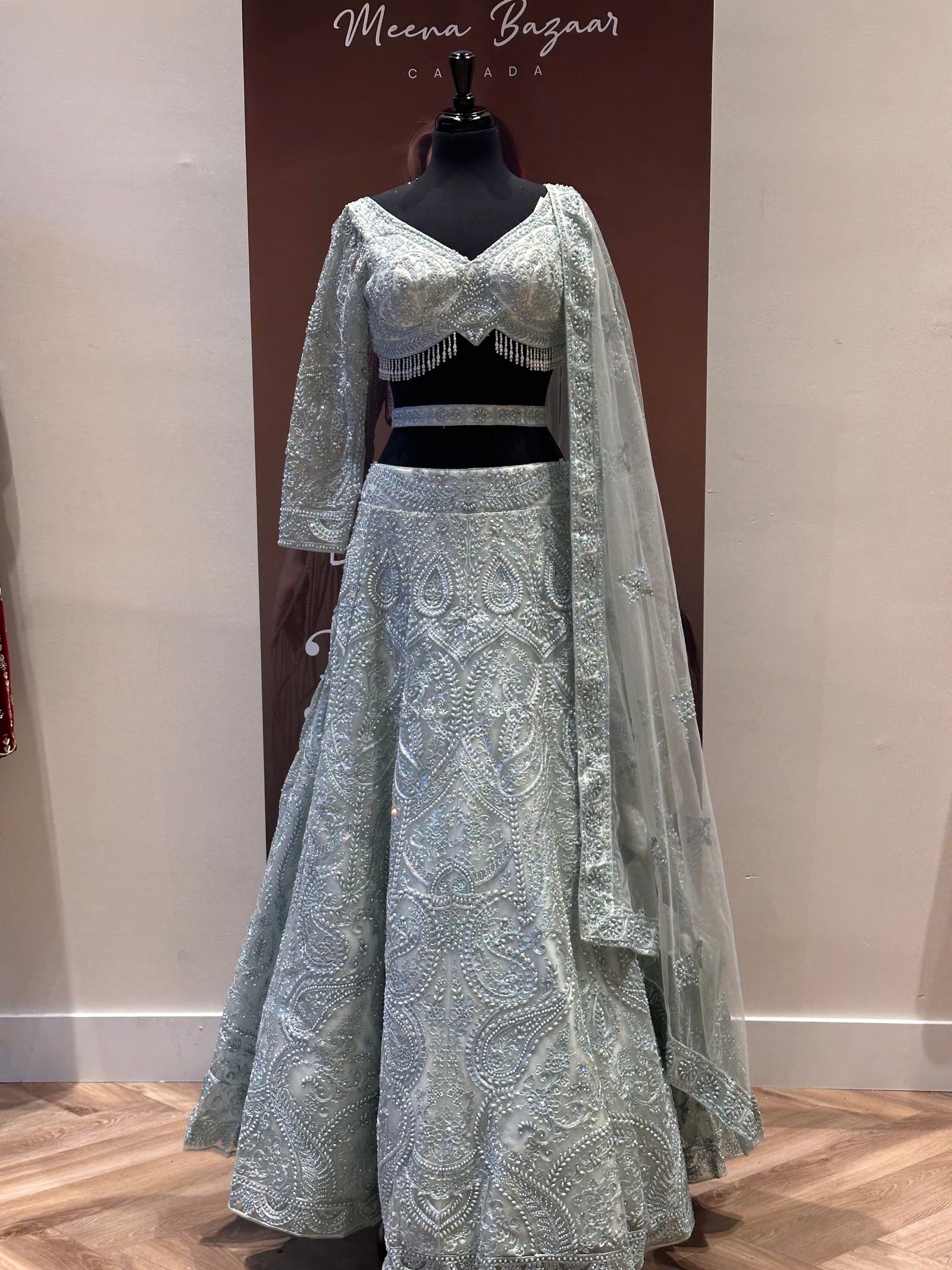 Classic Confluence Pearl Lehenga