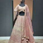 Peach Appliqué work Lehenga