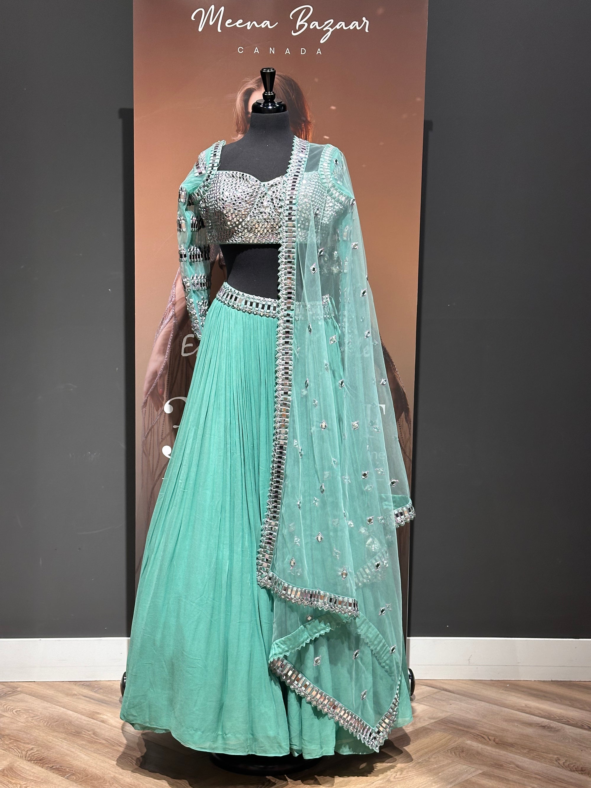 Sea-Green Mirror Lehenga