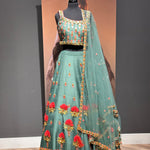 Forest Green Floral Lehenga