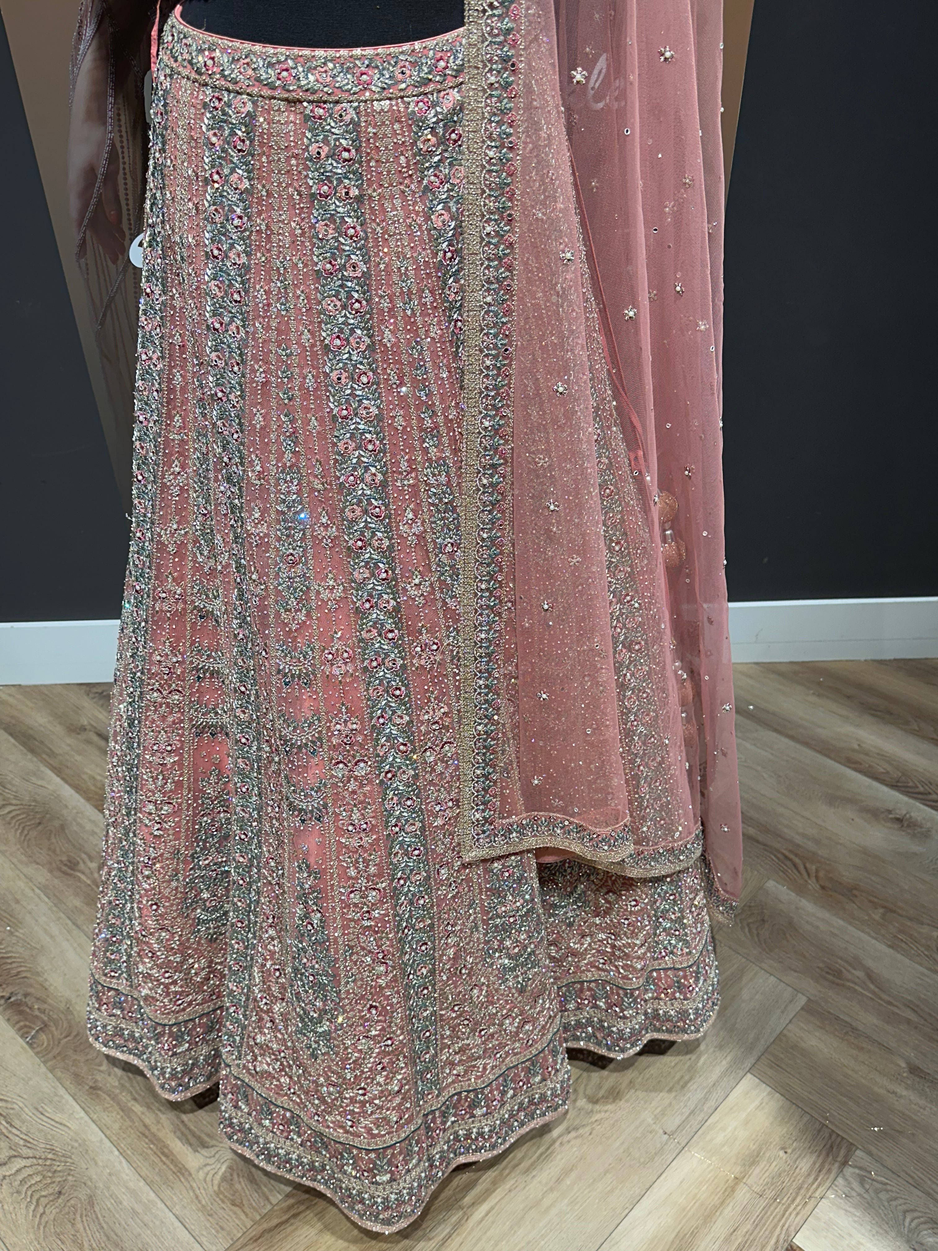 Pink and blue deals lehenga online