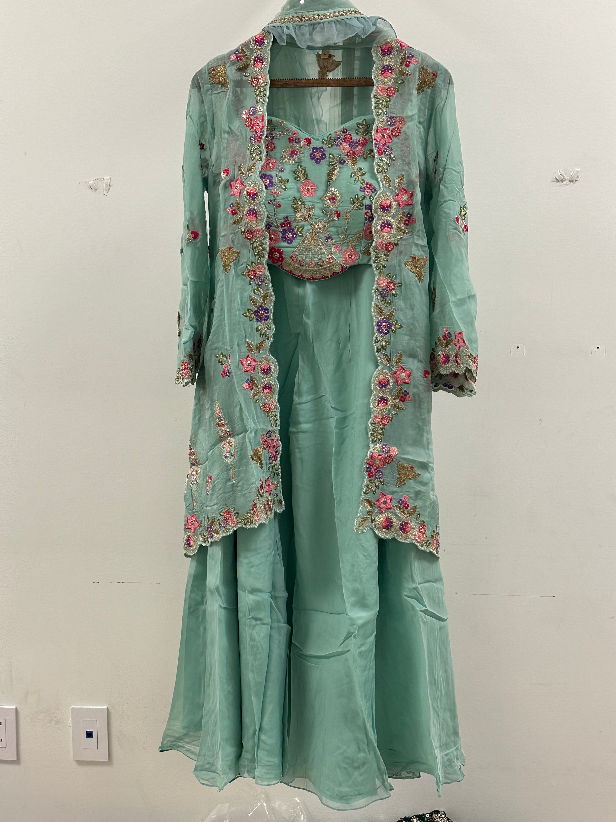 Sharara with Crop top & Jacket