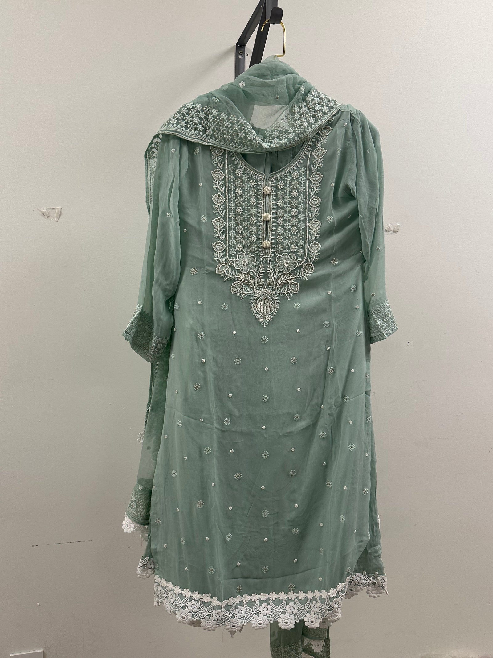 Crochet Embroidered Gharara suit