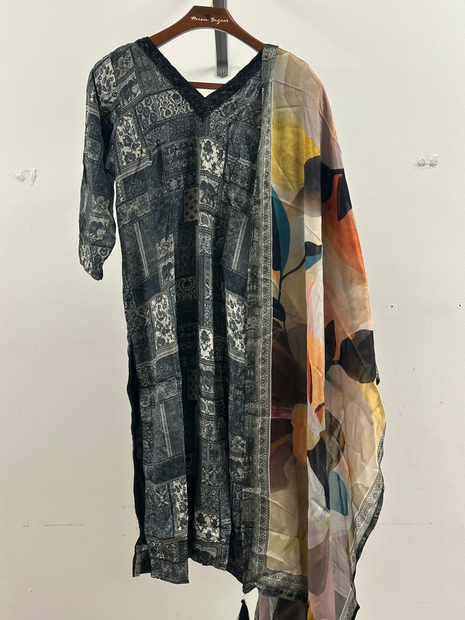 Pants suit with Printed Dupatta