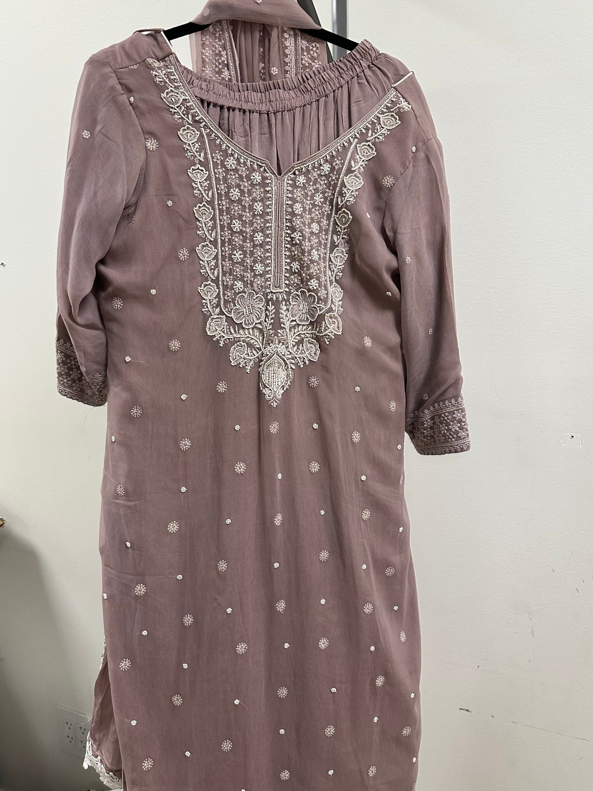 Crochet Embroidered Gharara suit