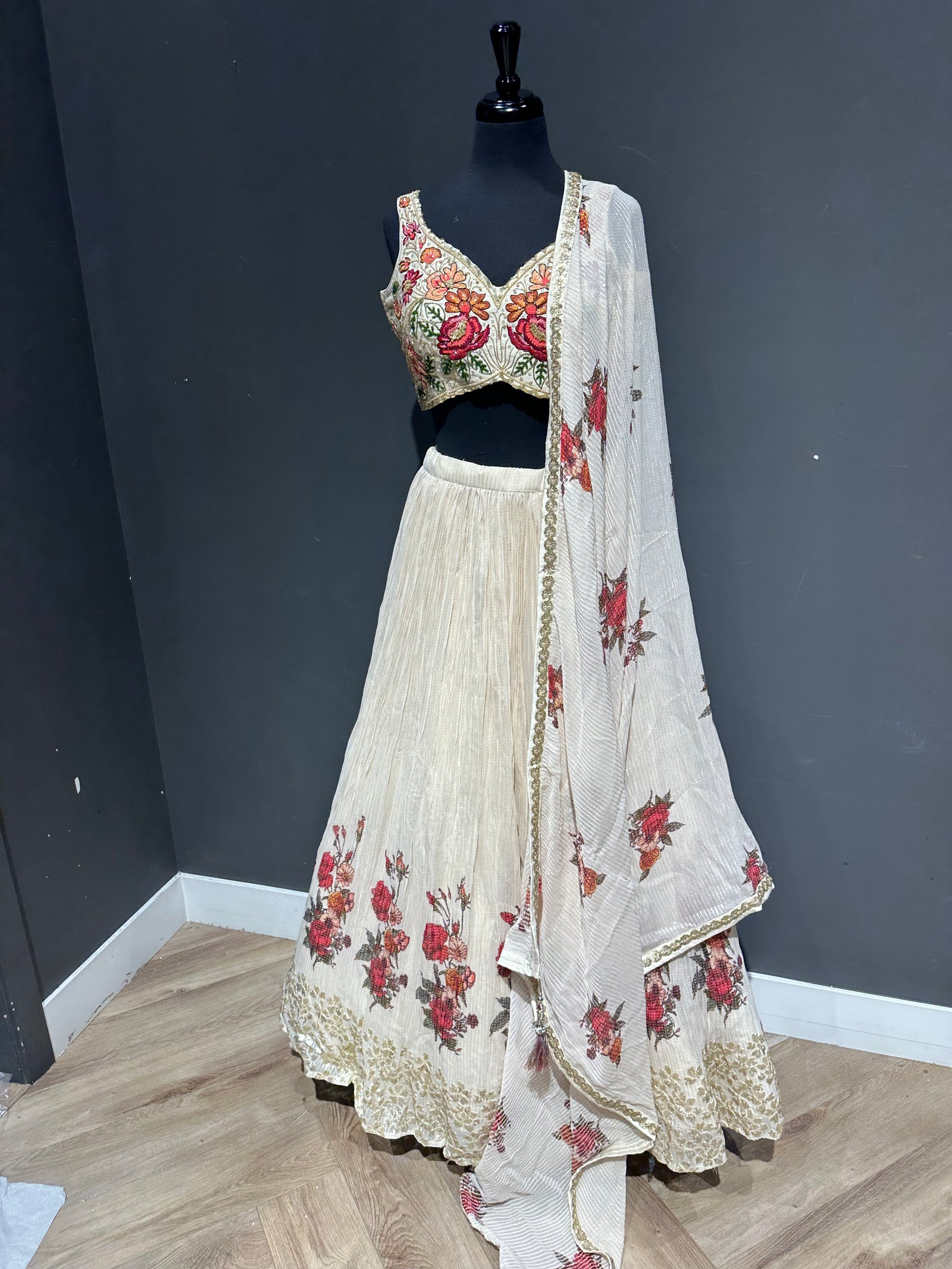 Fresh Floral Emb with Print lehenga