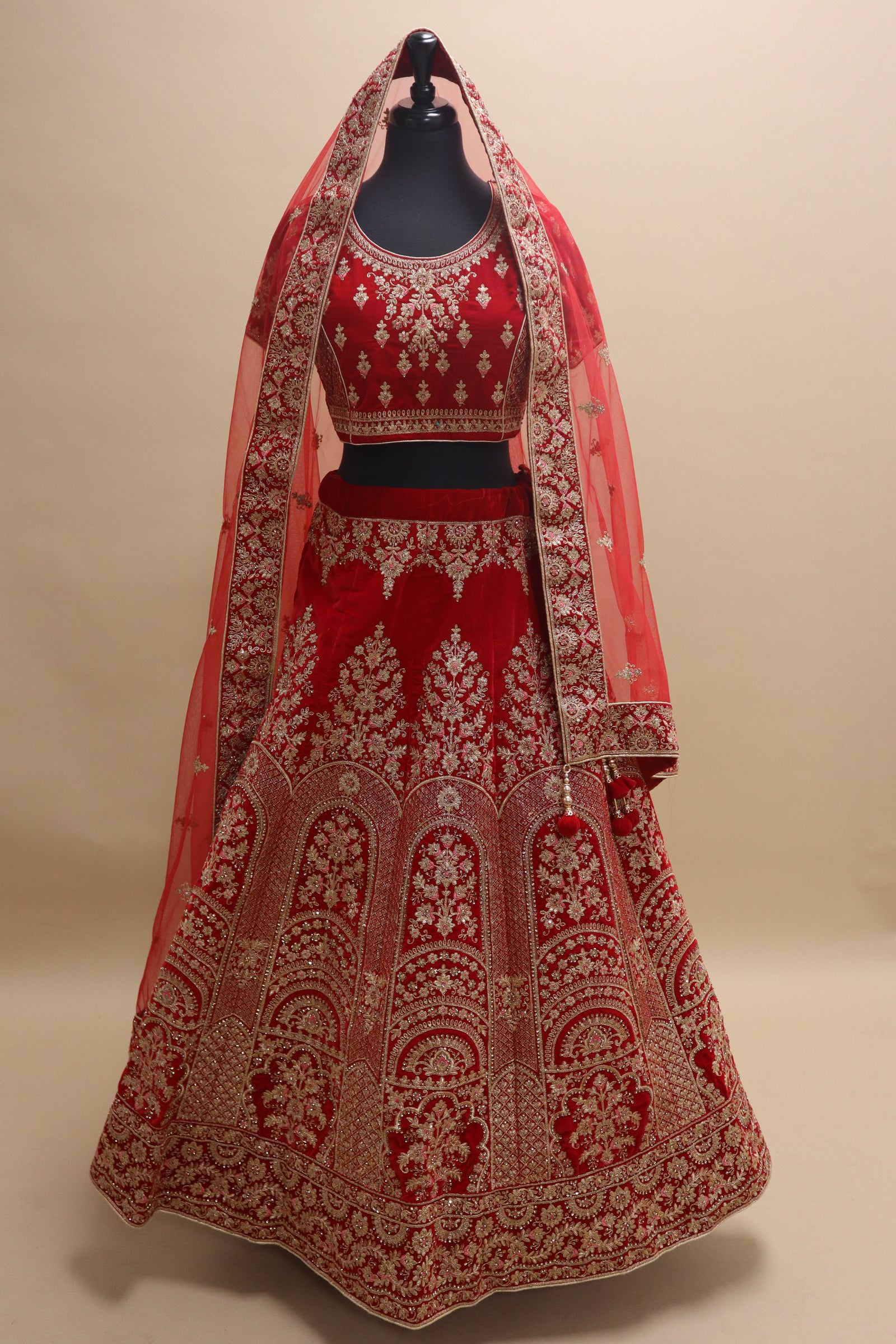 For Wedding Cherry Red Bridal Lehenga