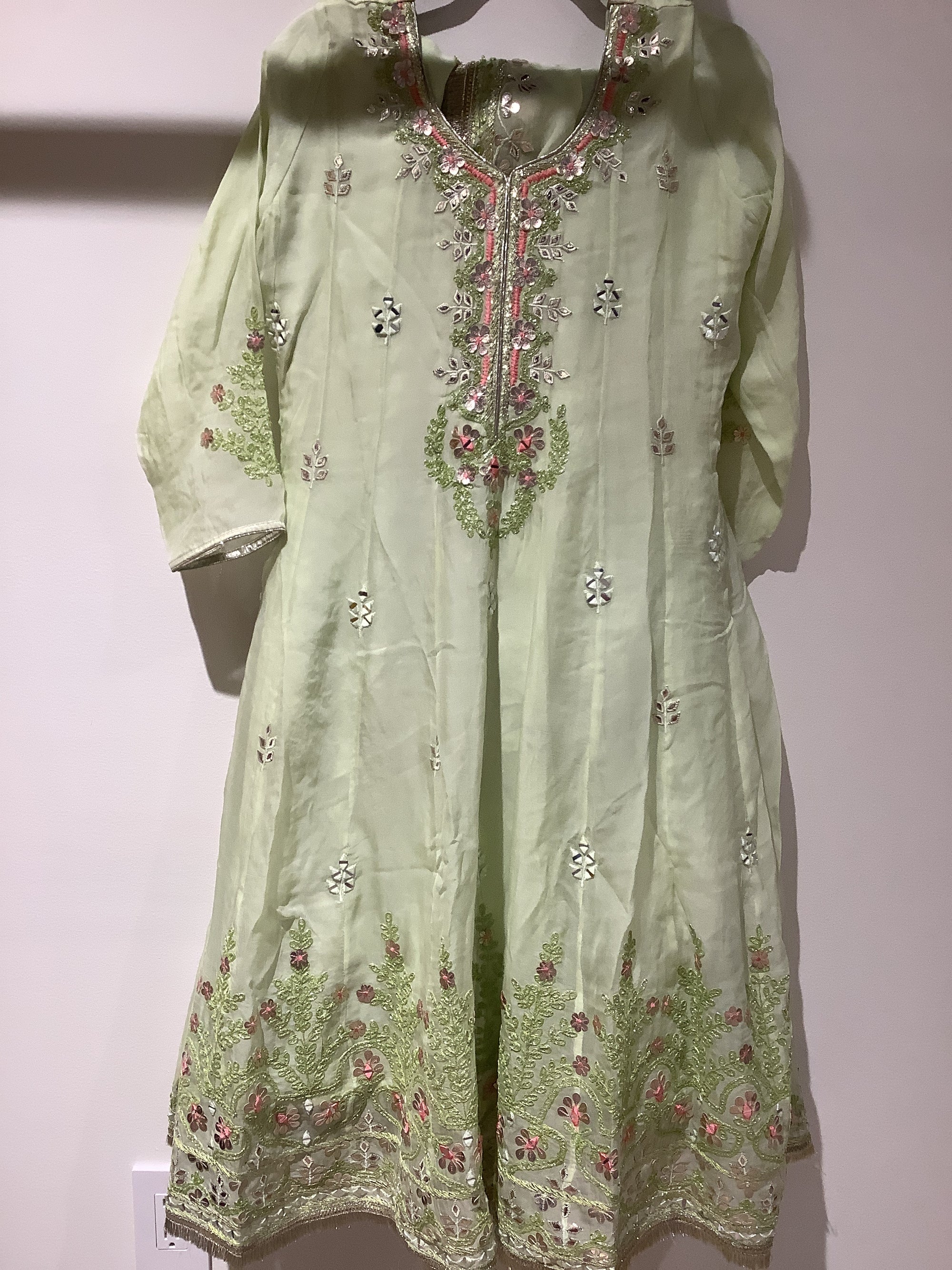 Image of Lime Green Anarkali Sharara.