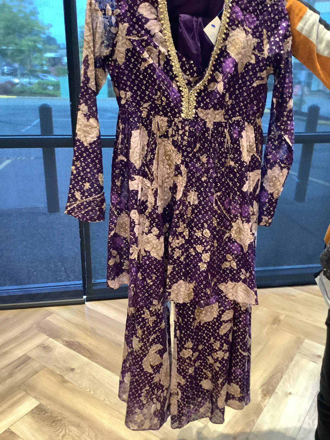 Purple Peplum with Sharara Suit for women.