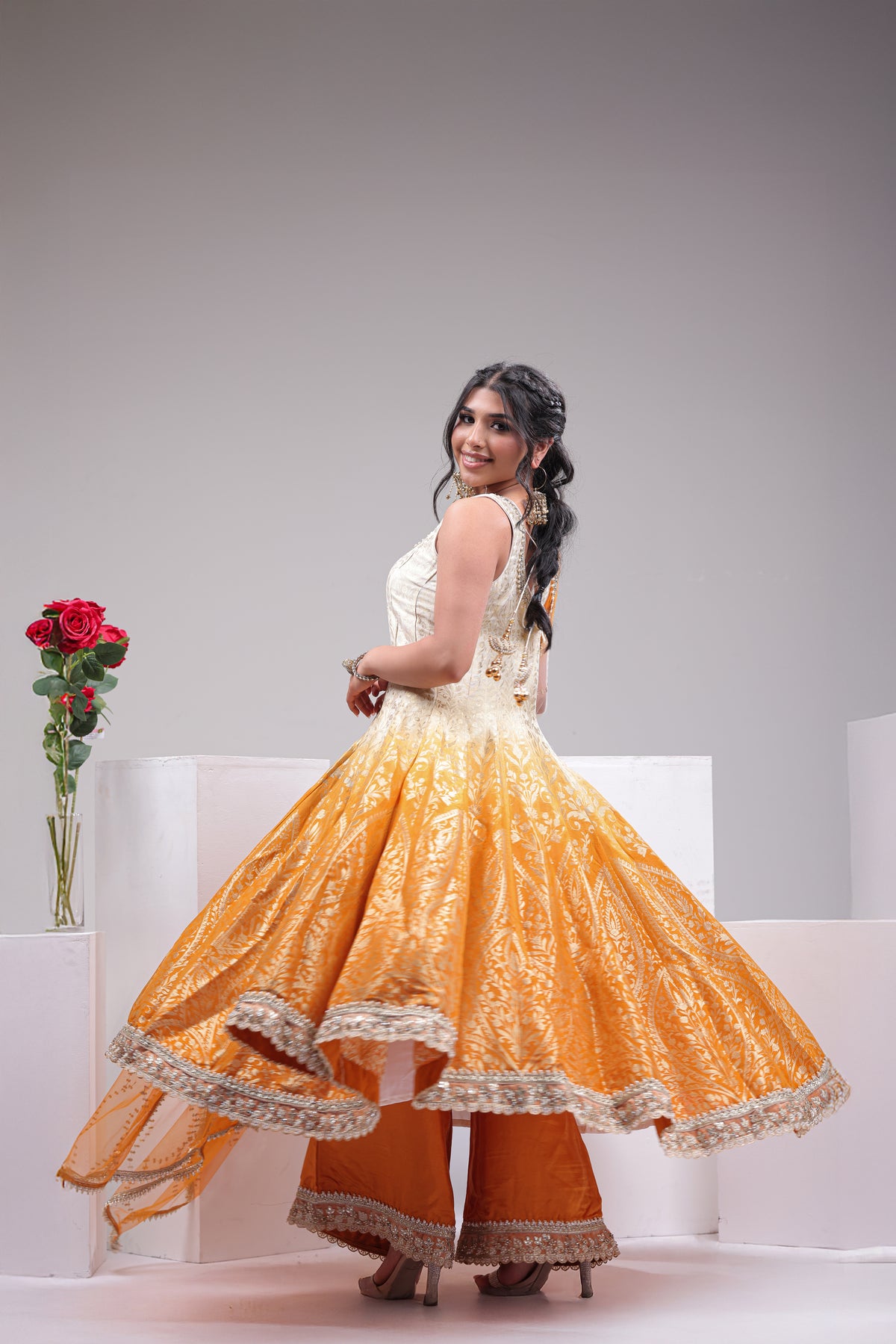 Ravishing Ambe Shade Anarkali with Plazzo