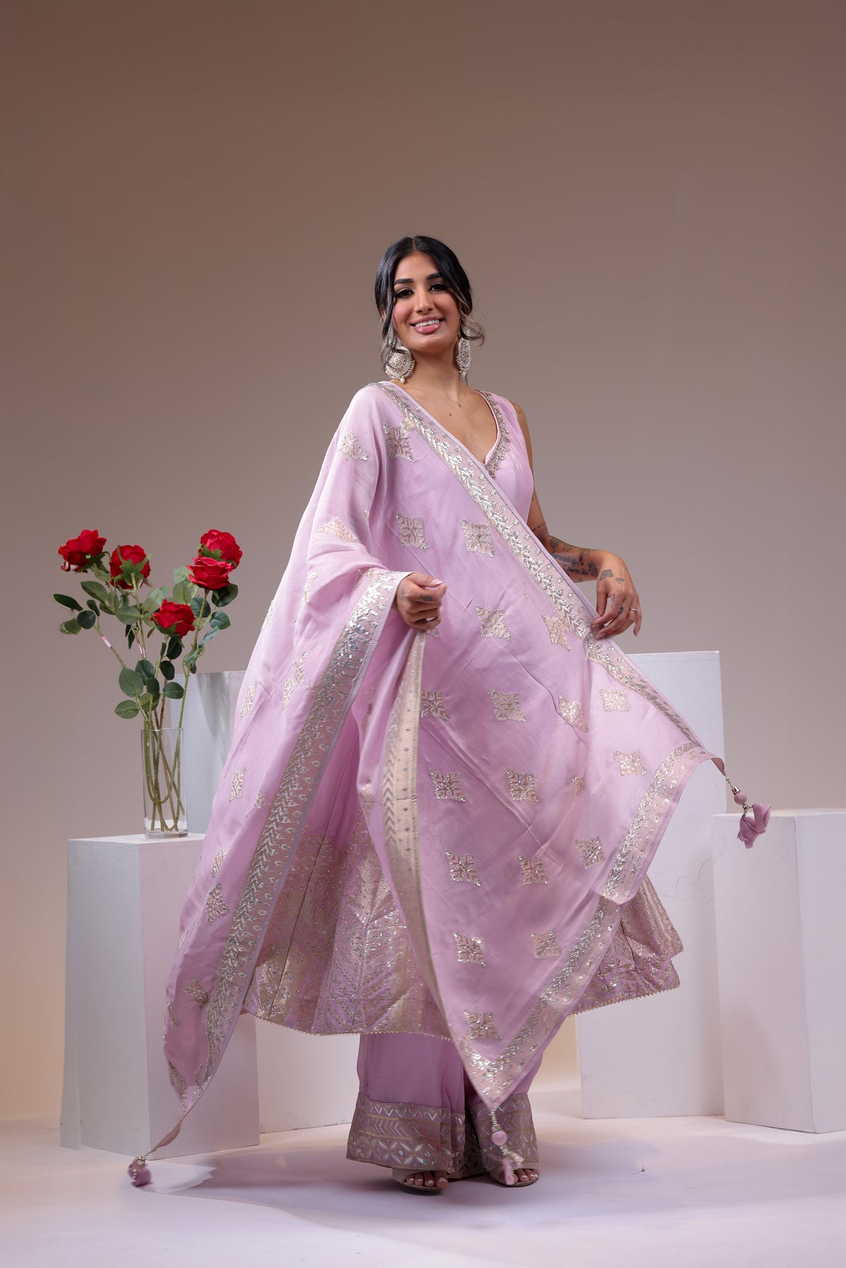 Stunning Anarkali With Sharara Suit