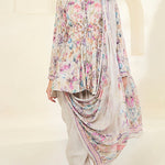 Image of a beautiful beige kurta set with an attached dupatta.