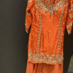 B Orange Sharara Outfit for ladies.