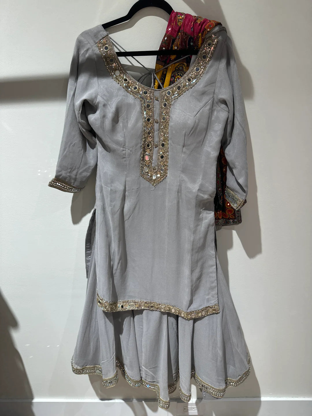 Grey Sharara Suit for women.