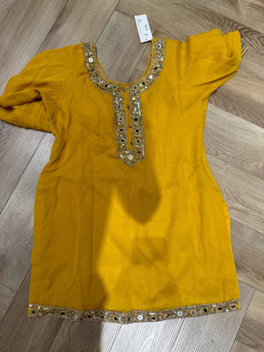 Beautiful Yellow Mustard Sharara Suit.