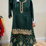 Dark Green Gharara Suit.