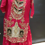 heavily embroidered hot pink gharara outfit.