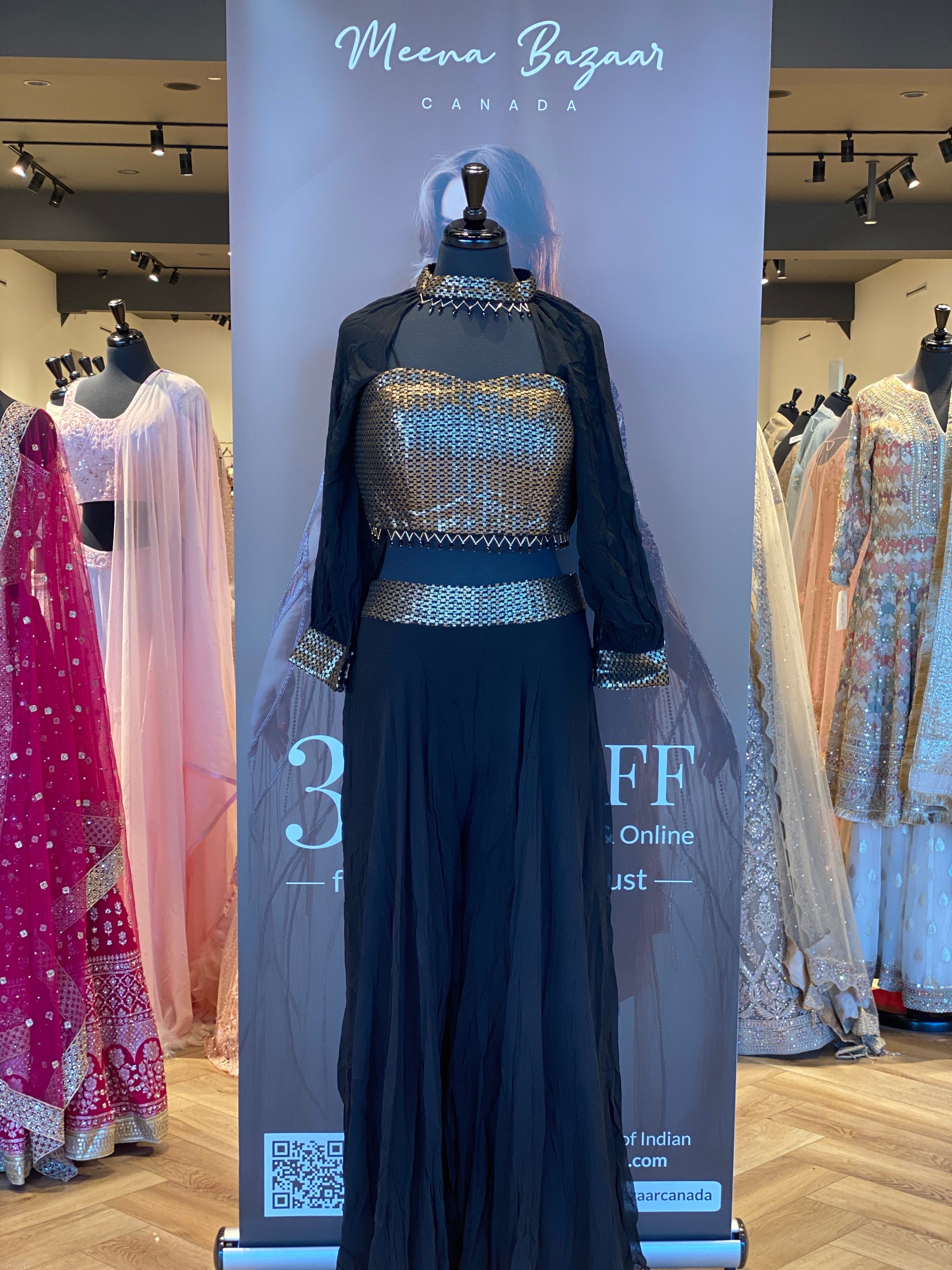 Mesh Lehenga with Crop top