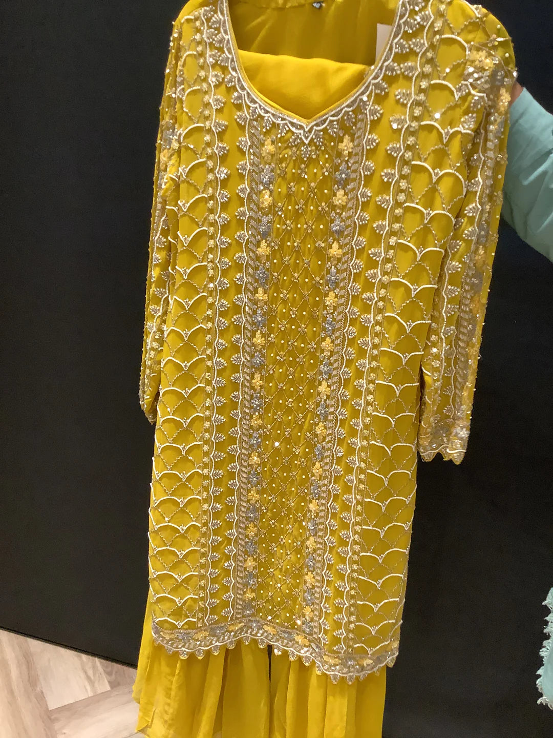 Medium Yellow Gharara Suit for Women.