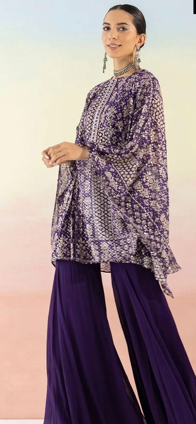 Kurta with Flared sleeves and Plazzo