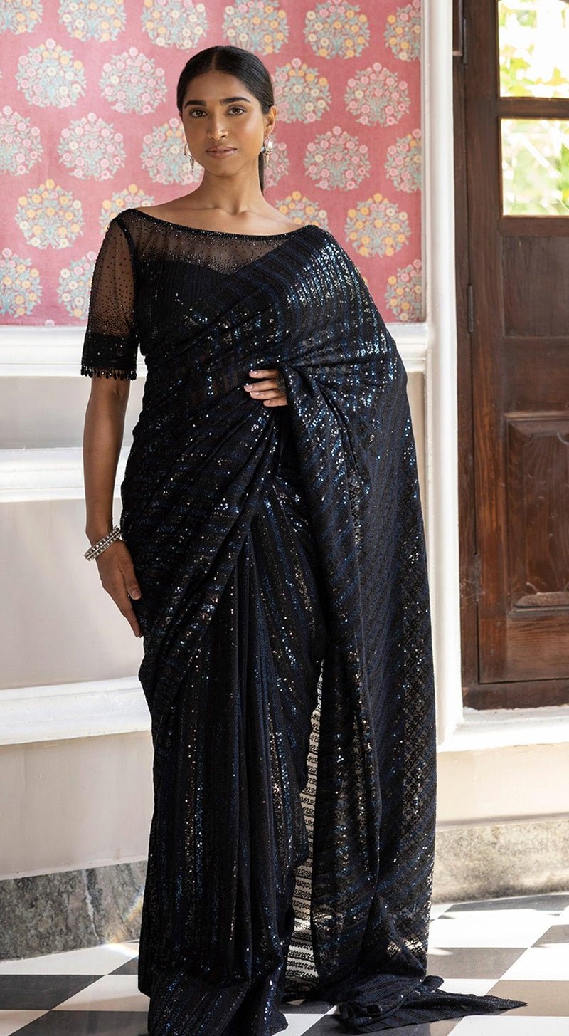 Black Sequins Saree - MEENA BAZAAR CANADAMeena Bazaar CanadaXXS