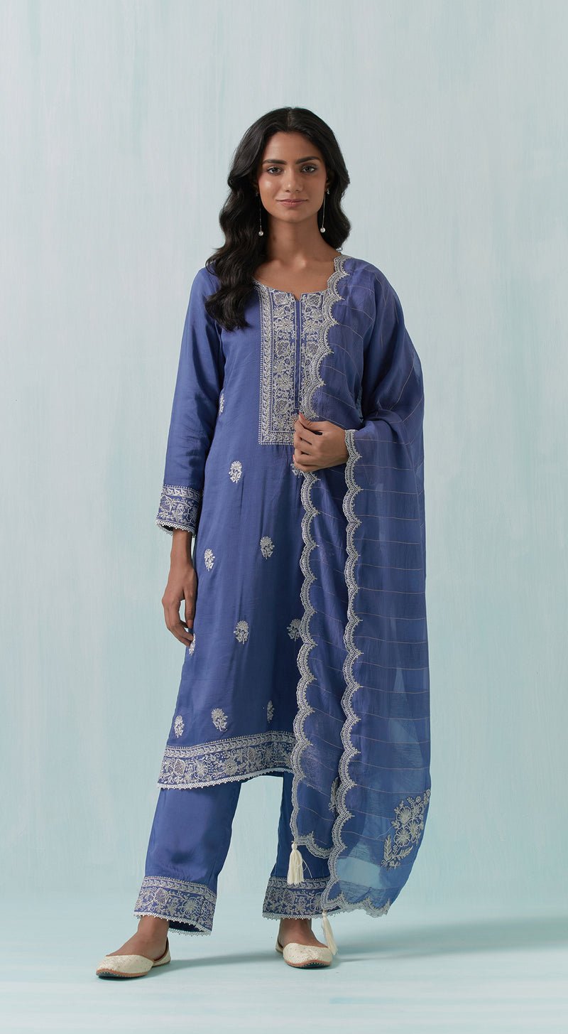 Blue Linen Suit Set - MEENA BAZAAR CANADAMeena Bazaar CanadaXXS