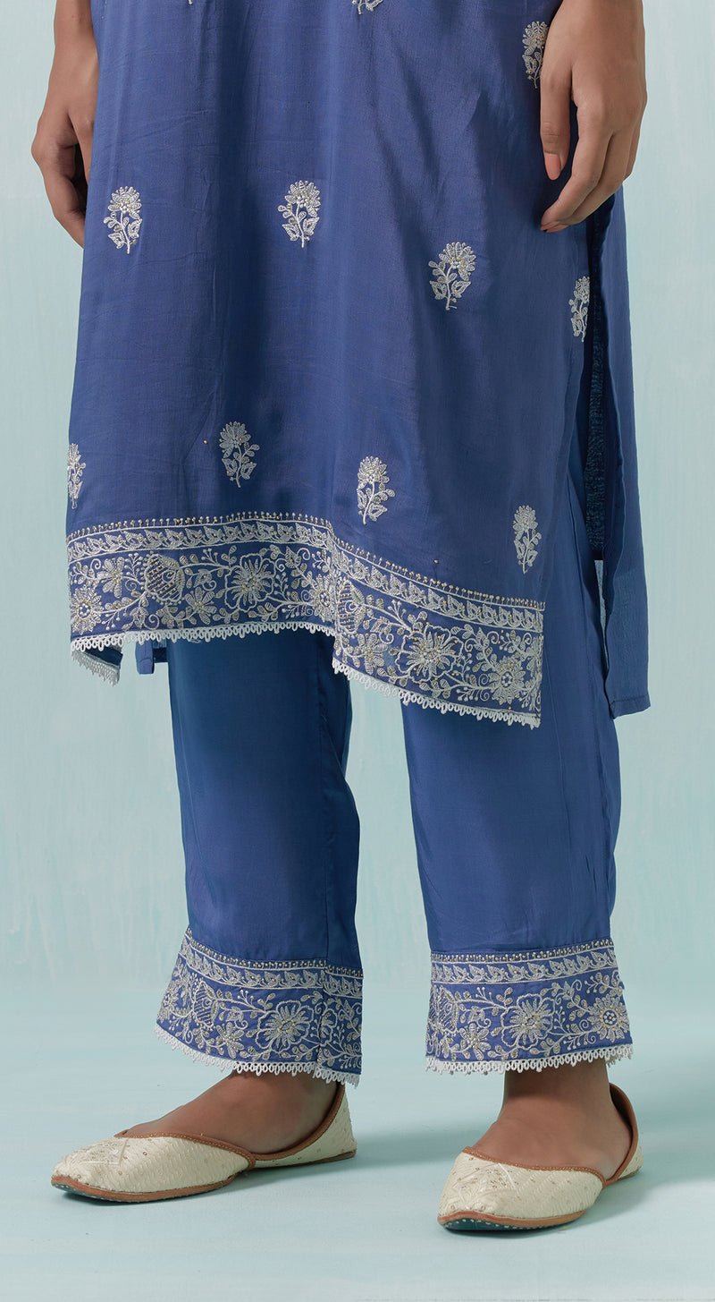 Blue Linen Suit Set - MEENA BAZAAR CANADAMeena Bazaar CanadaXXS