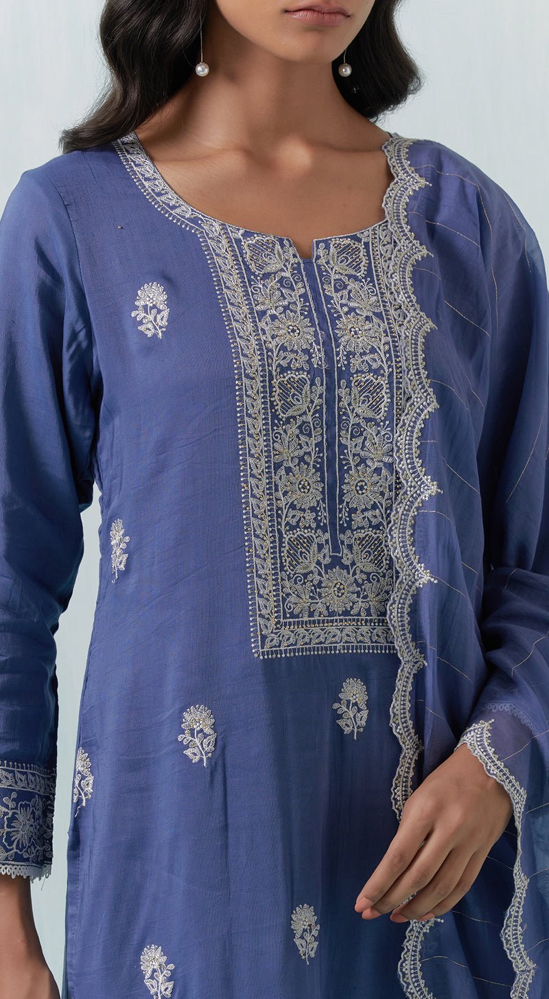 Blue Linen Suit Set - MEENA BAZAAR CANADAMeena Bazaar CanadaXXS