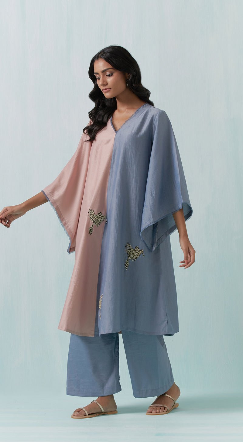 Blue & Pink Colourblocked Kurti Set - MEENA BAZAAR CANADAMeena Bazaar CanadaXXS