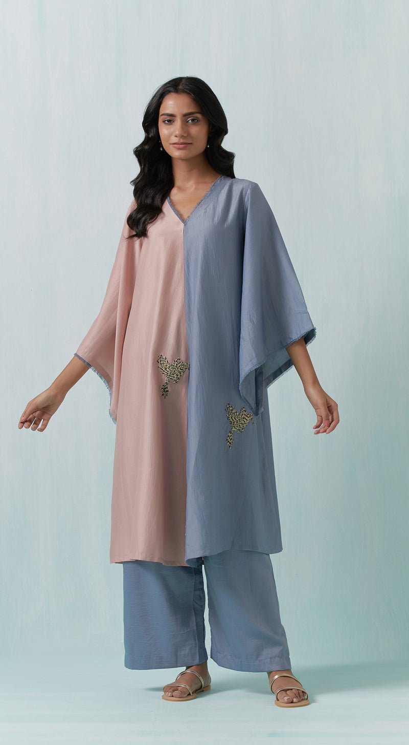 Blue & Pink Colourblocked Kurti Set - MEENA BAZAAR CANADAMeena Bazaar CanadaXXS