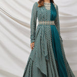 Green Embellished Anarkali Set With Belt - MEENA BAZAAR CANADAMeena Bazaar CanadaXXS