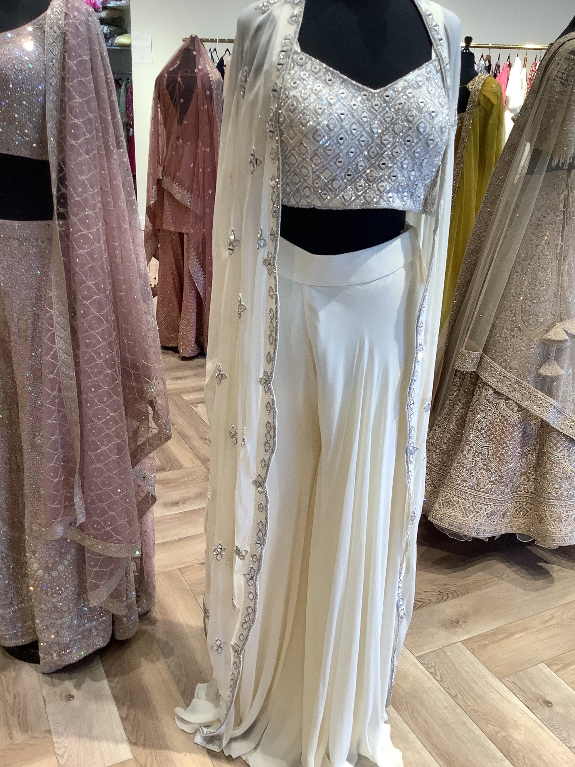 Elegant Crop Top Sharara with Cape