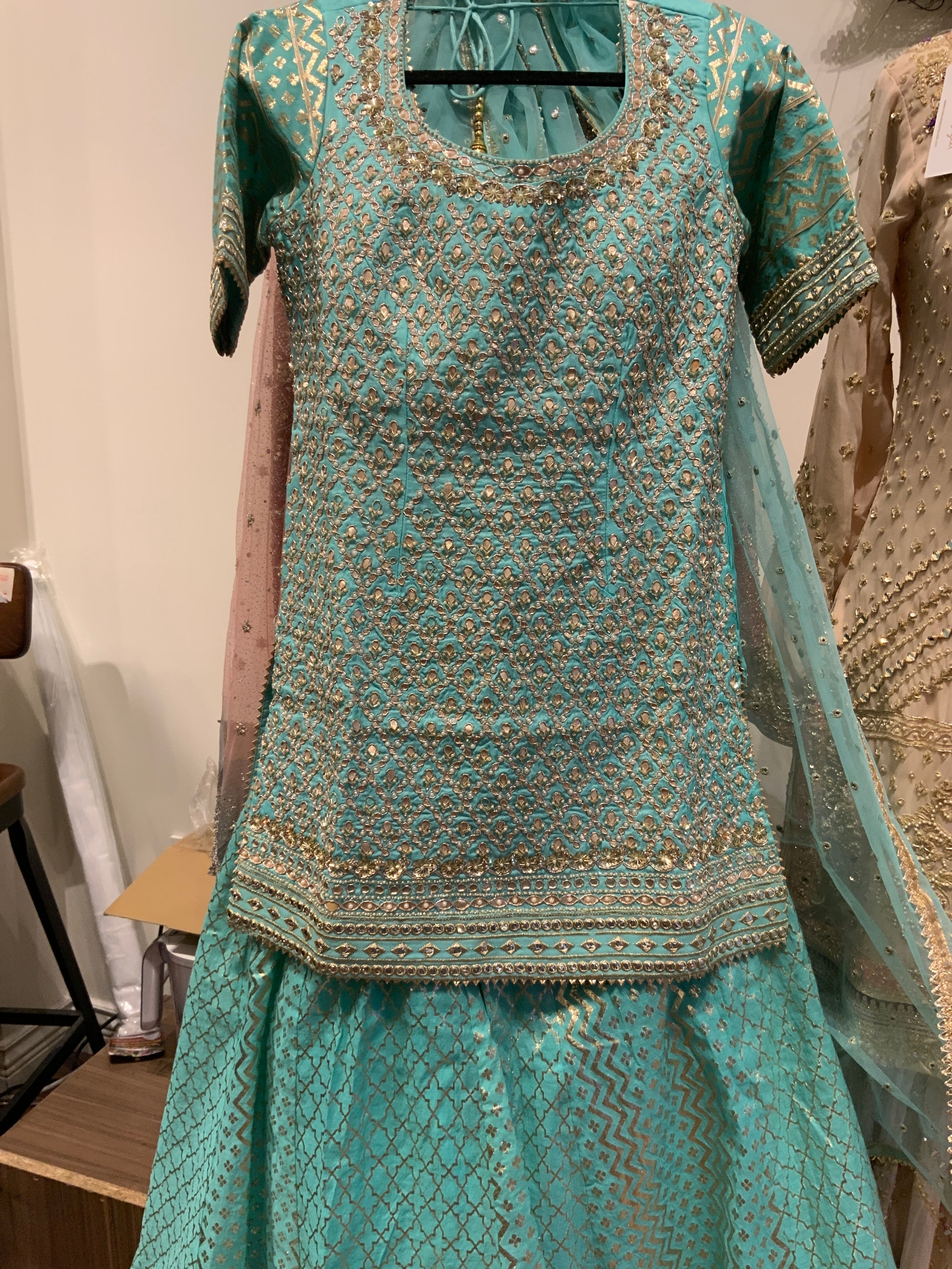 Round Necked Gharara Suit