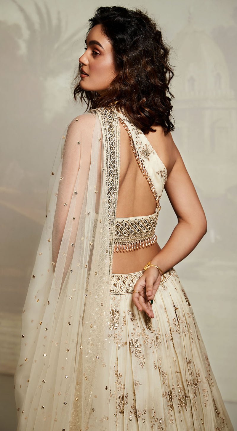 Ivory Embroidered Lehenga Set - MEENA BAZAAR CANADAMeena Bazaar CanadaXXS