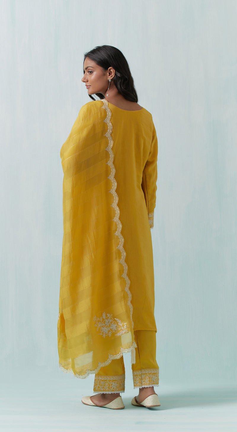 Yellow Linen Suit Set - MEENA BAZAAR CANADAMeena Bazaar CanadaXXS