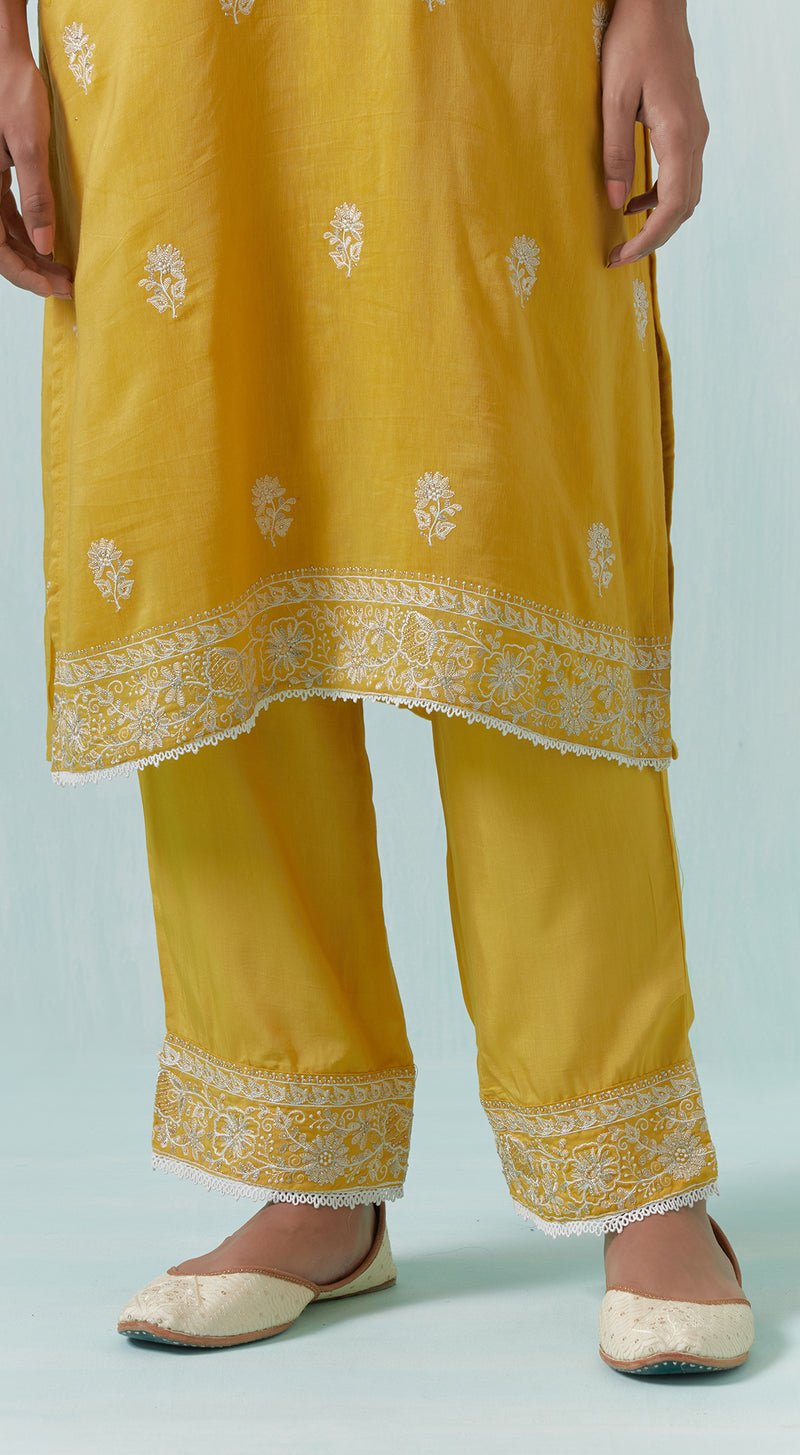 Yellow Linen Suit Set - MEENA BAZAAR CANADAMeena Bazaar CanadaXXS