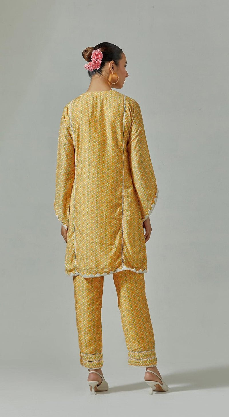 Yellow Printed Kurta & Pants Set - MEENA BAZAAR CANADAMeena Bazaar CanadaXXS