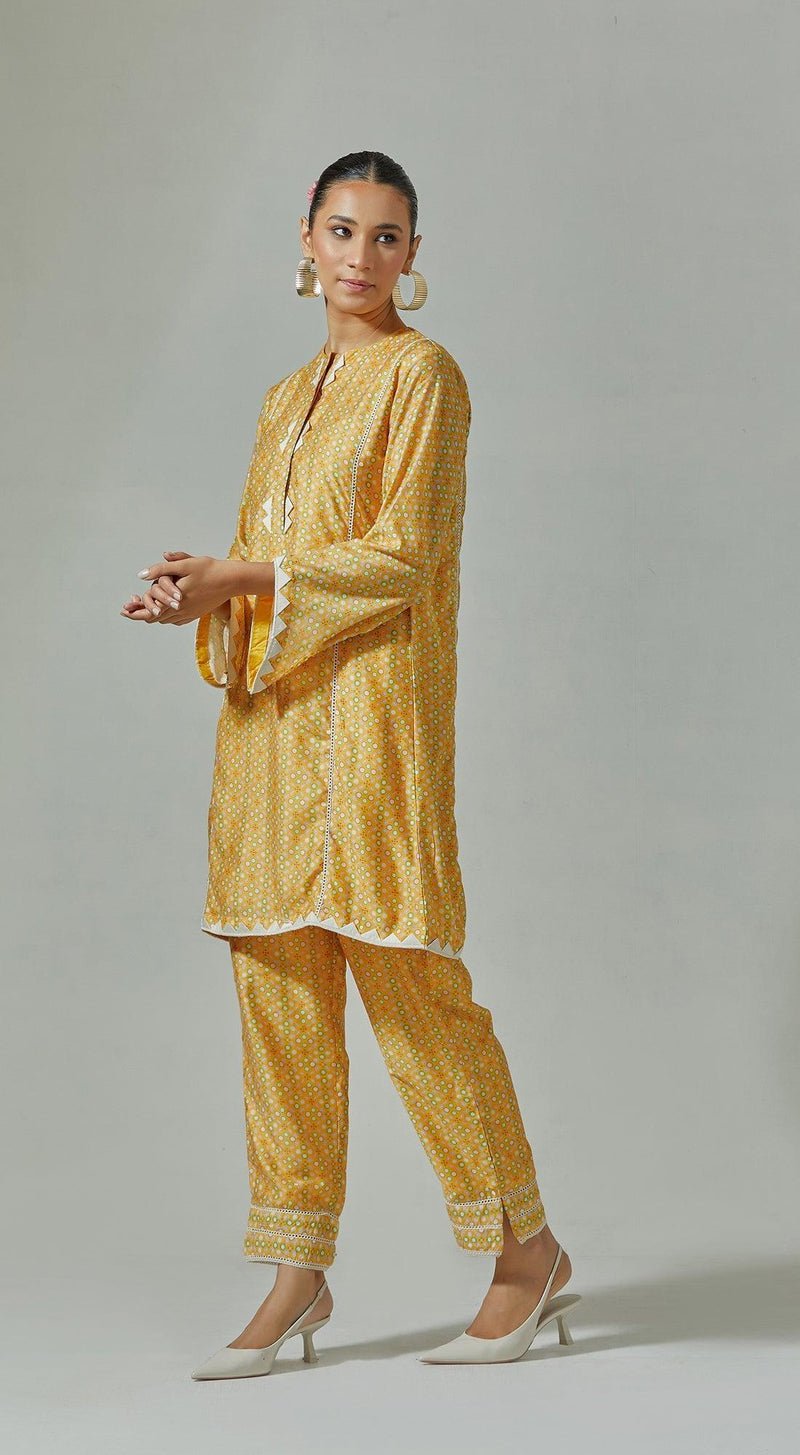 Yellow Printed Kurta & Pants Set - MEENA BAZAAR CANADAMeena Bazaar CanadaXXS