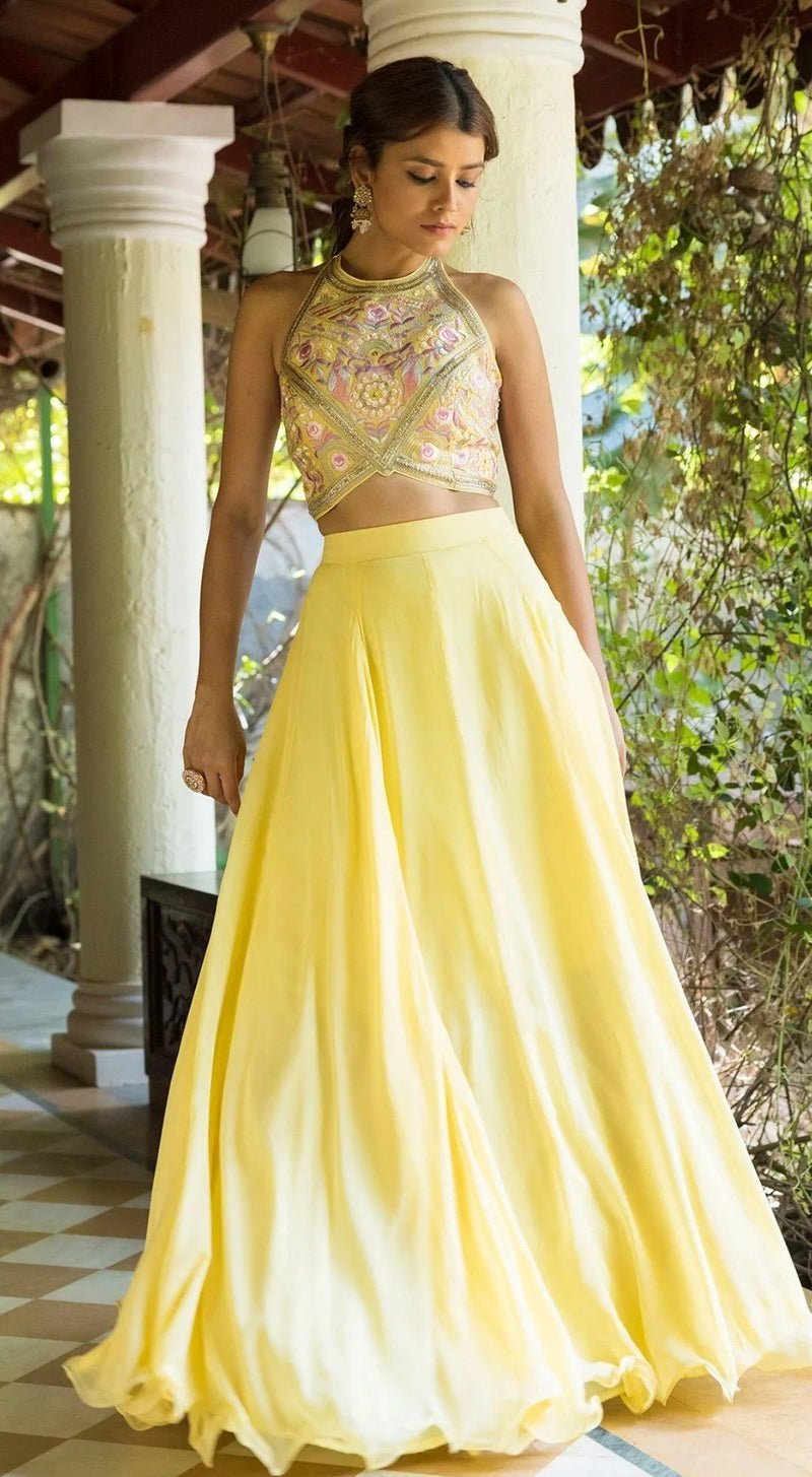 Yellow Summer Lehenga With Ruffle Dupatta - YELLOW - MEENA BAZAAR CANADAMeena Bazaar CanadaXXS