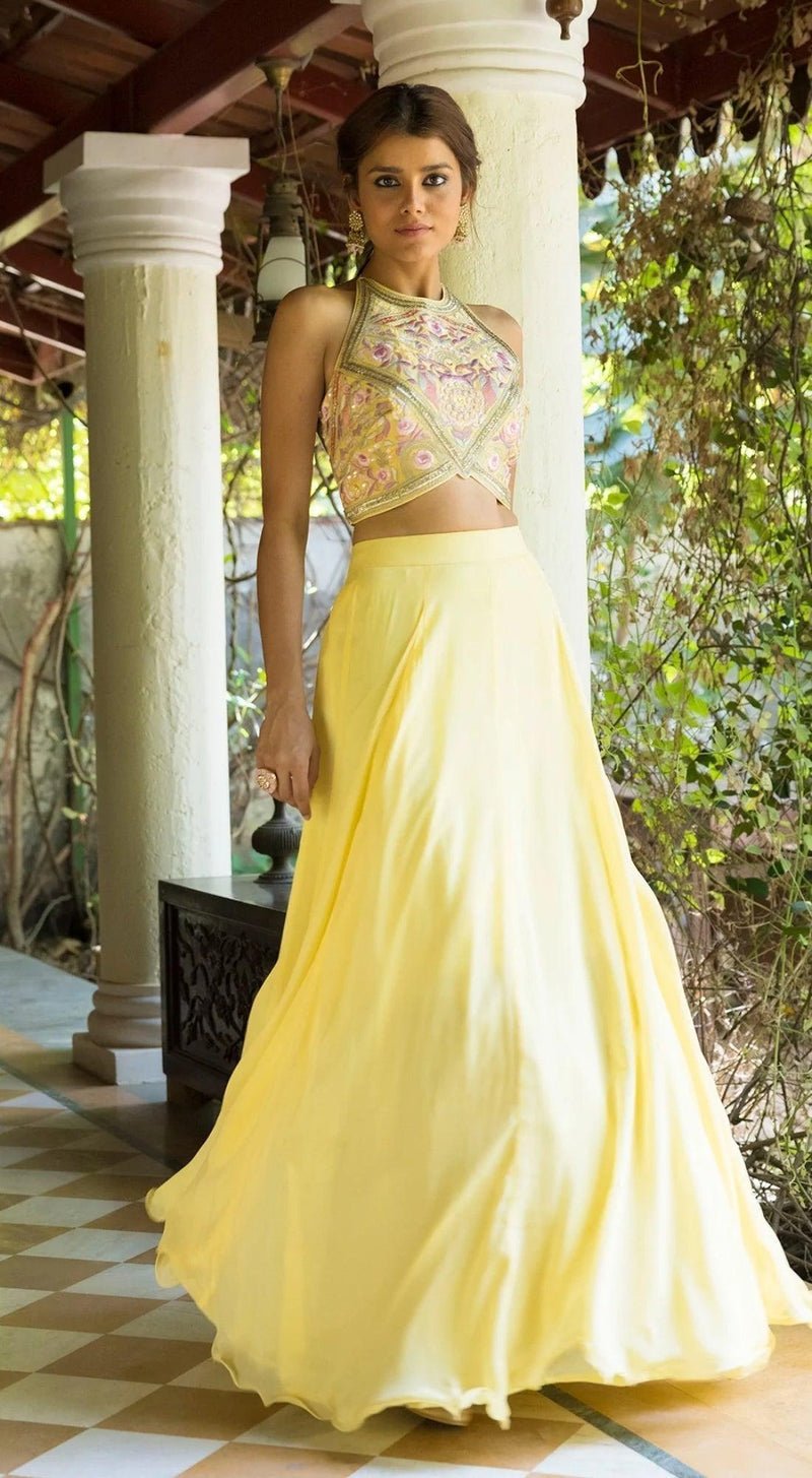 Yellow Summer Lehenga With Ruffle Dupatta - YELLOW - MEENA BAZAAR CANADAMeena Bazaar CanadaXXS