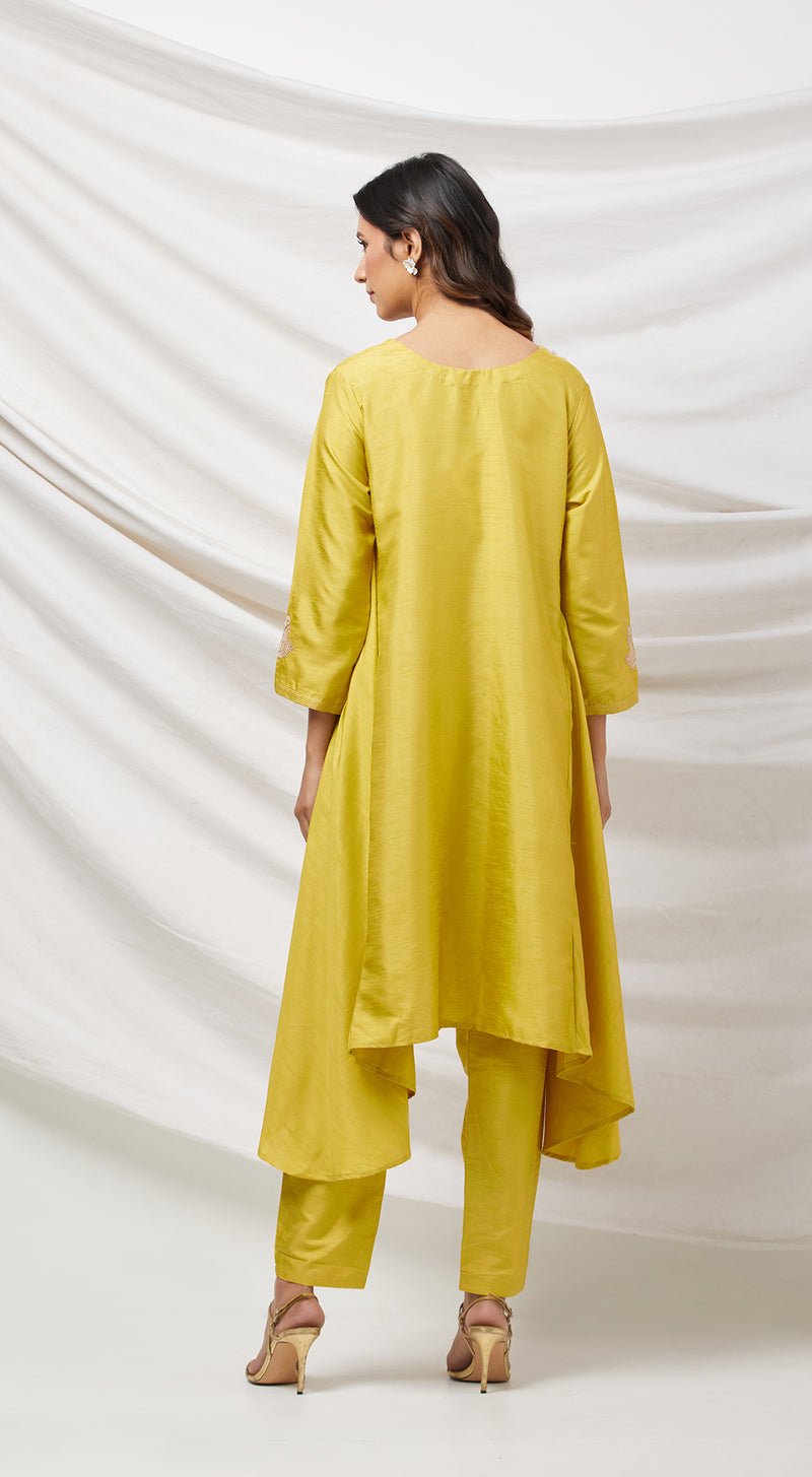 Yellow Tunic Set With Bag L